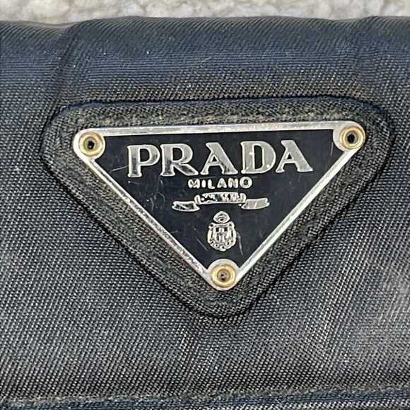 Prada Nylon Envelope Snap Wallet Black Designer Classic Everyday Triangle Plaque - Picture 3 of 16